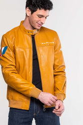 Men's yellow Alpine Jean leather jacket
